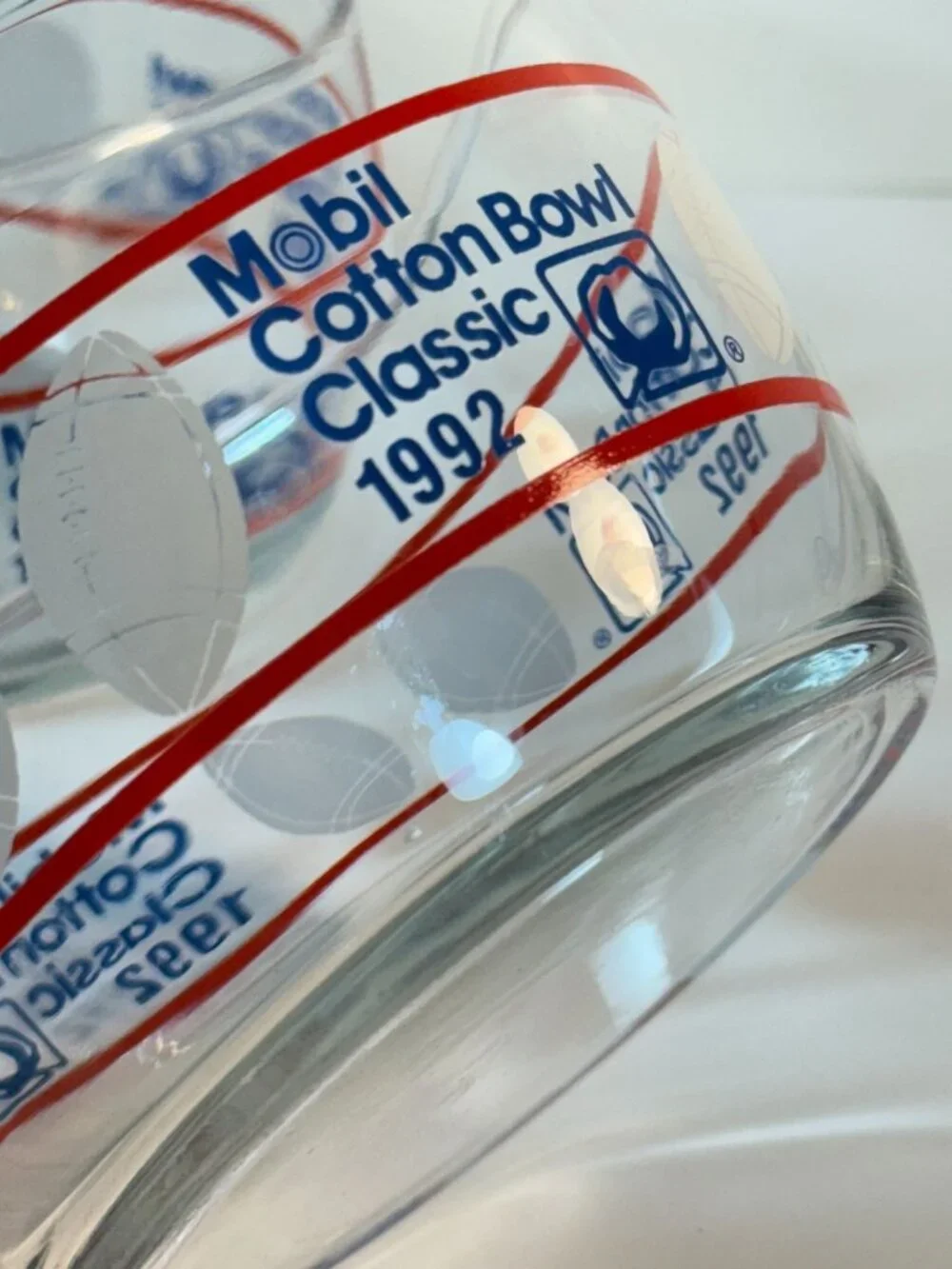 Vintage Football Mobil Cotton Bowl Classic 1994 Glass Snack Candy Cereal Bowl